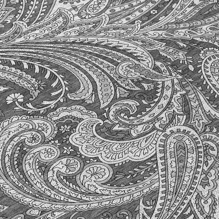 8' Gray Charcoal And Ivory Round Paisley Washable Indoor Outdoor Area Rug