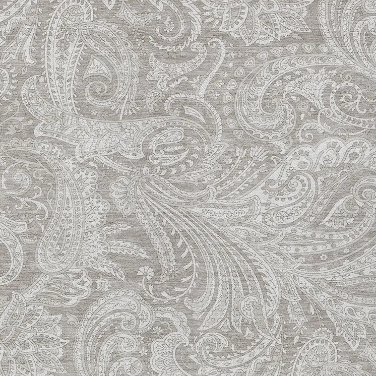 5' X 8' Taupe Beige And Ivory Paisley Washable Indoor Outdoor Area Rug