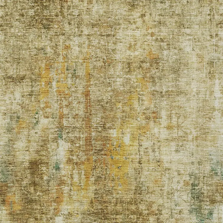 9' X 12' Brown Beige And Gold Abstract Washable Indoor Outdoor Area Rug