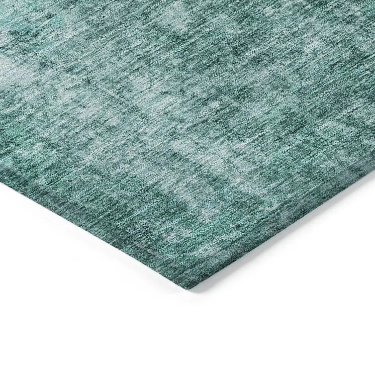 5' X 8' Teal Blue Green And Gray Abstract Washable Indoor Outdoor Area Rug