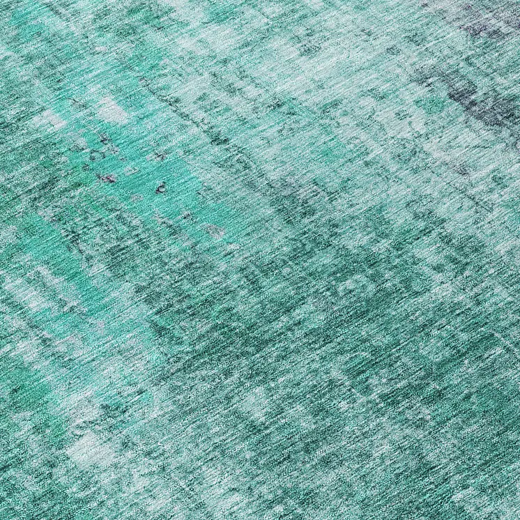 8' Teal Blue Green And Gray Round Abstract Washable Indoor Outdoor Area Rug