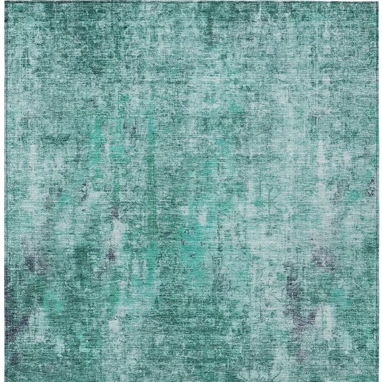 9' X 12' Teal Blue Green And Gray Abstract Washable Indoor Outdoor Area Rug