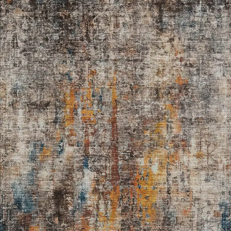 5' X 8' Taupe Chocolate And Copper Abstract Washable Indoor Outdoor Area Rug