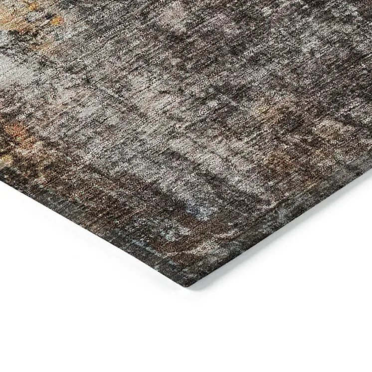 8' X 10' Taupe Chocolate And Copper Abstract Washable Indoor Outdoor Area Rug