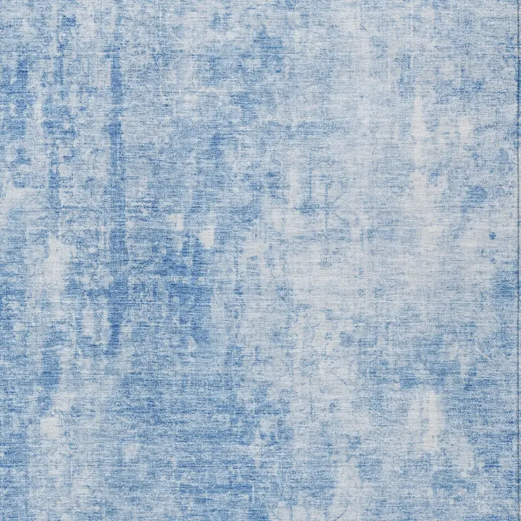 8' X 10' Denim Blue And Ivory Abstract Washable Indoor Outdoor Area Rug
