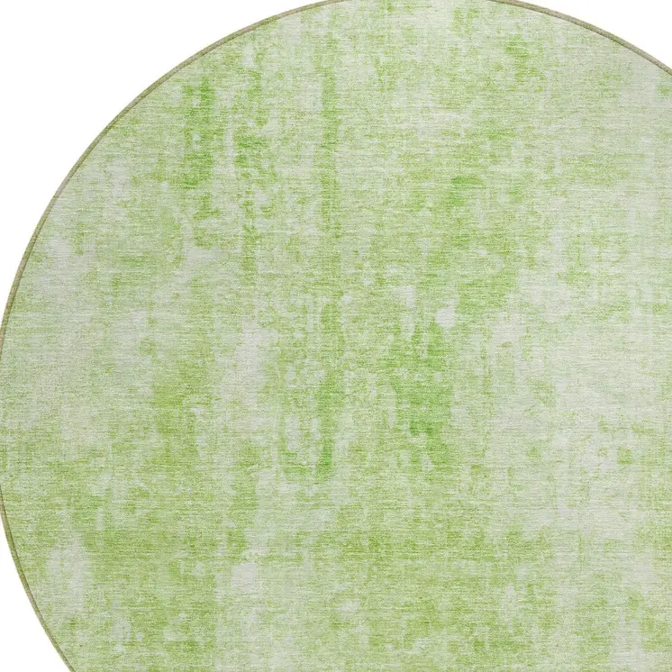 8' Green Round Abstract Washable Indoor Outdoor Area Rug