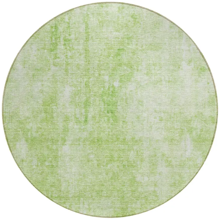 8' Green Round Abstract Washable Indoor Outdoor Area Rug