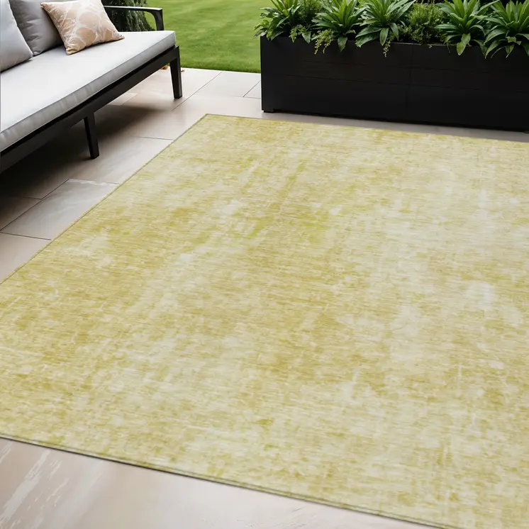 5' X 8' Gold Wheat And Ivory Abstract Washable Indoor Outdoor Area Rug