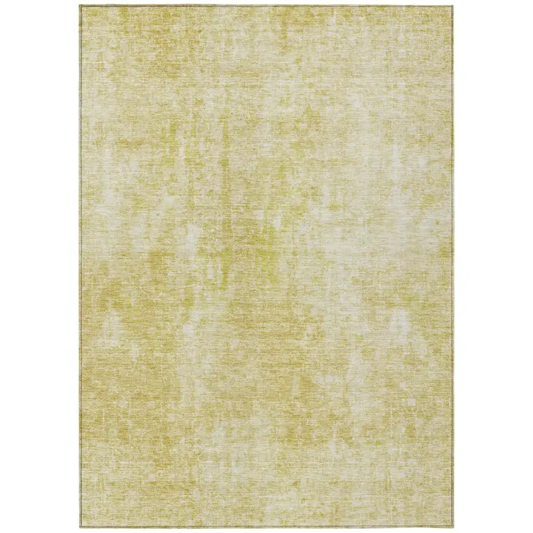 8' X 10' Gold Wheat And Ivory Abstract Washable Indoor Outdoor Area Rug
