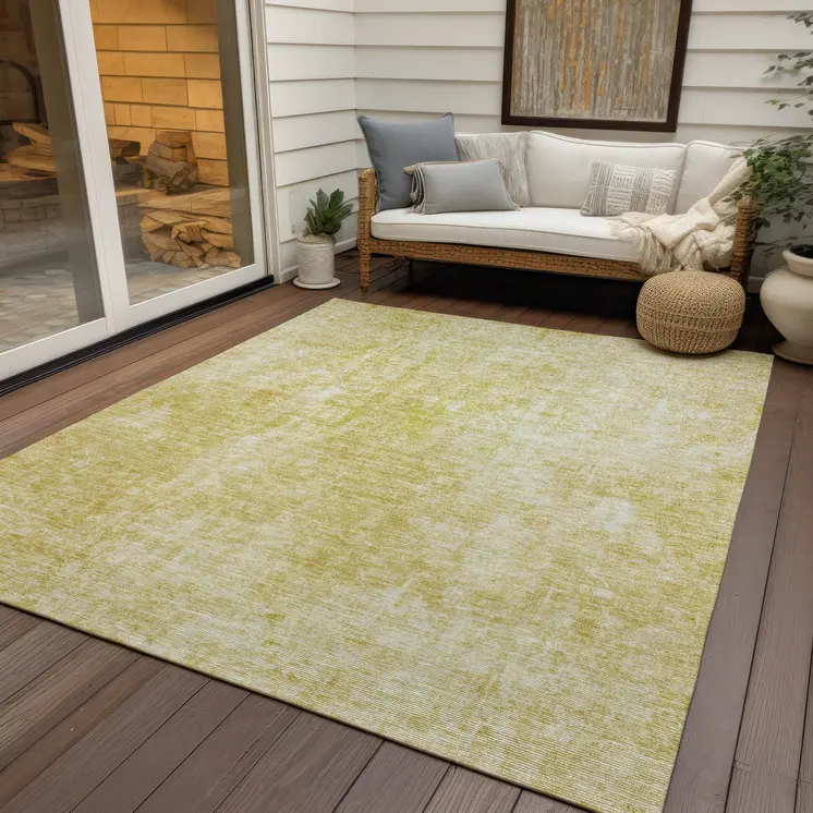 8' X 10' Gold Wheat And Ivory Abstract Washable Indoor Outdoor Area Rug
