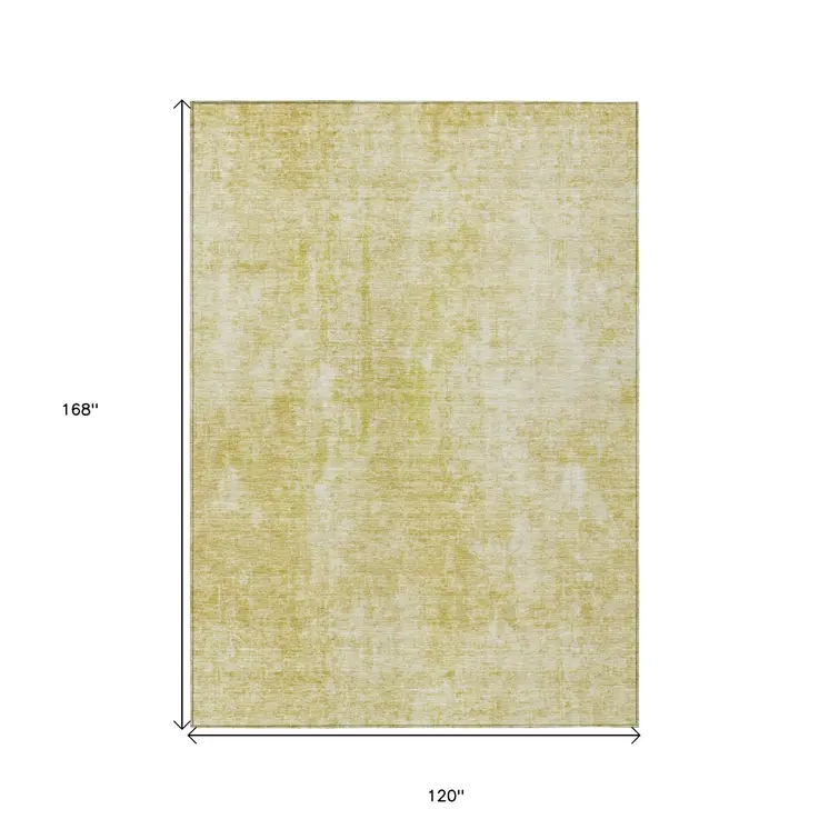 10' X 14' Gold Wheat And Ivory Abstract Washable Indoor Outdoor Area Rug