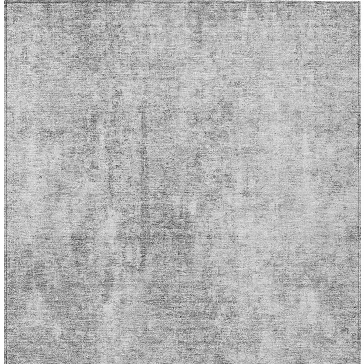 3' X 5' Gray Silver And Charcoal Abstract Washable Indoor Outdoor Area Rug