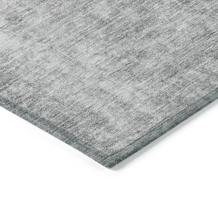 3' X 5' Gray Silver And Charcoal Abstract Washable Indoor Outdoor Area Rug