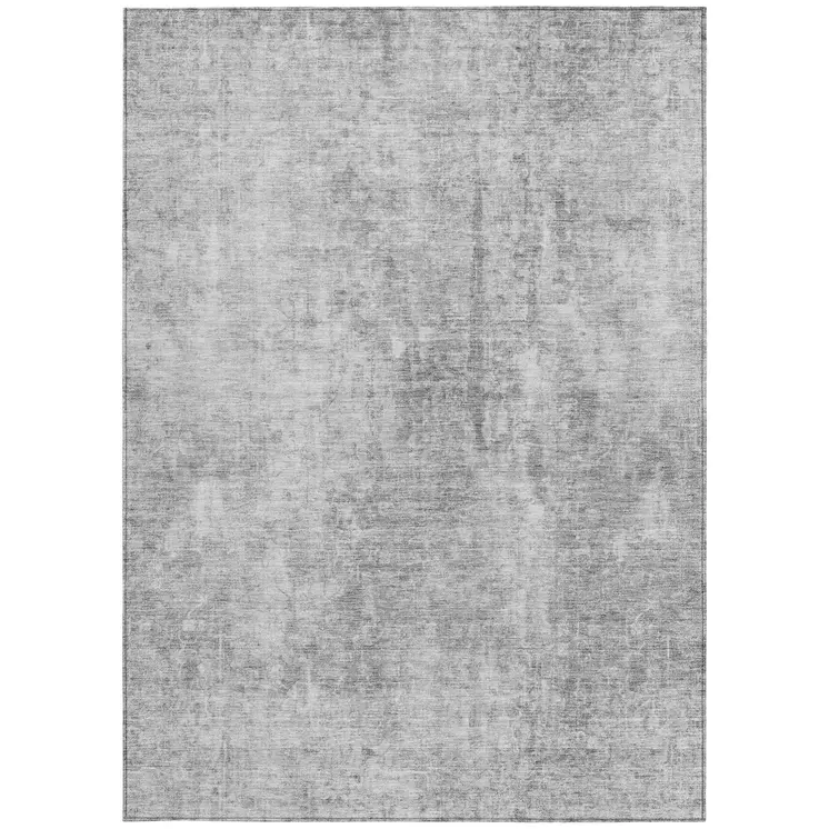 9' X 12' Gray Silver And Charcoal Abstract Washable Indoor Outdoor Area Rug