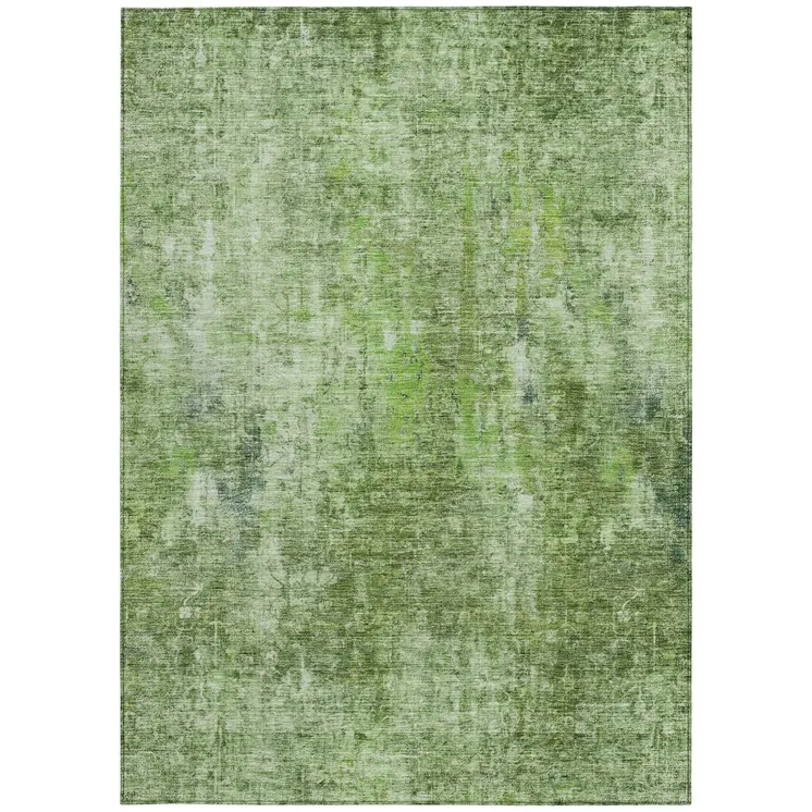 3' X 5' Olive Green And Artichoke Green Abstract Washable Indoor Outdoor Area Rug