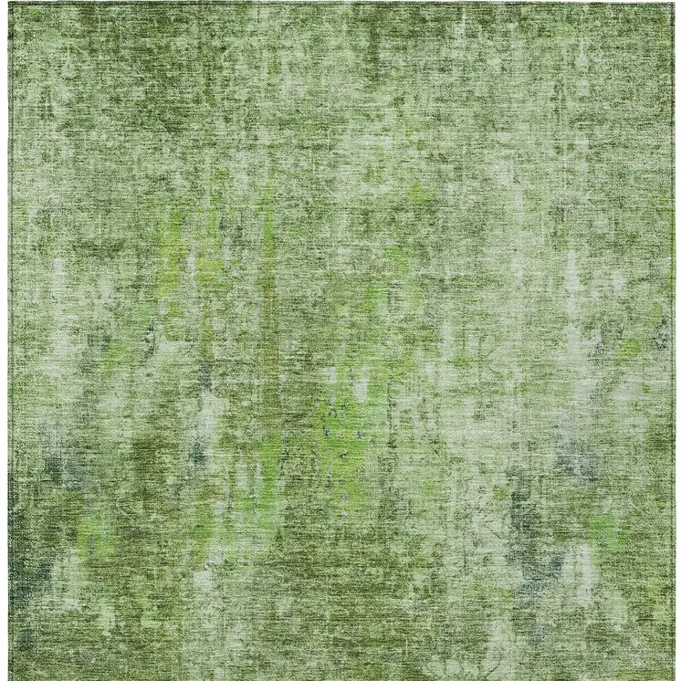 8' X 10' Olive Green And Artichoke Green Abstract Washable Indoor Outdoor Area Rug