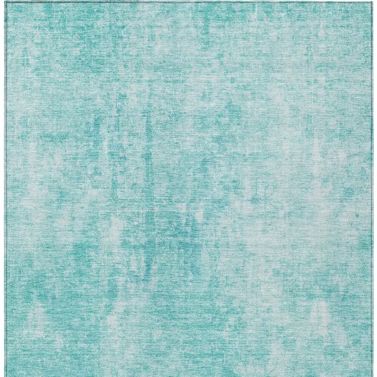 8' X 10' Teal Blue And Ivory Abstract Washable Indoor Outdoor Area Rug