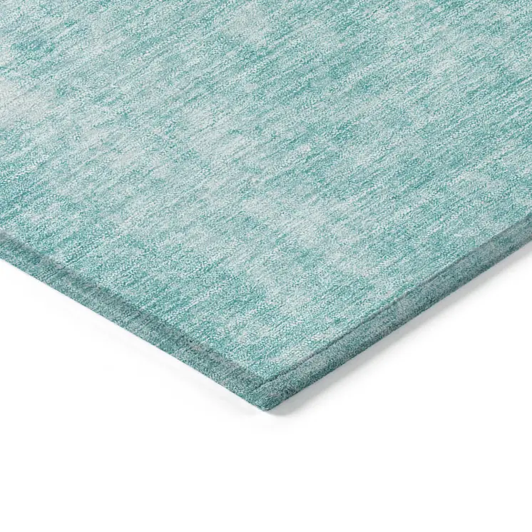 8' X 10' Teal Blue And Ivory Abstract Washable Indoor Outdoor Area Rug