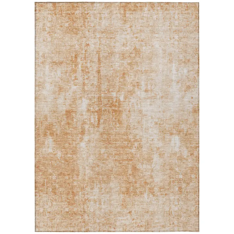 5' X 8' Terra Cotta Copper And Ivory Abstract Washable Indoor Outdoor Area Rug