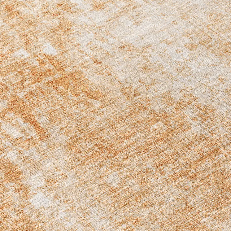 8' Terra Cotta Copper And Ivory Round Abstract Washable Indoor Outdoor Area Rug