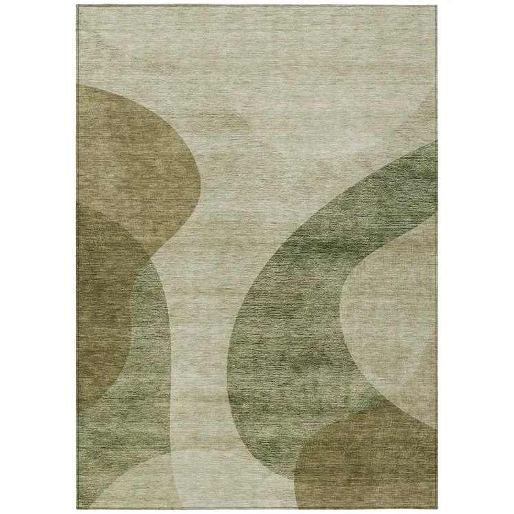 8' X 10' Beige And Chocolate Abstract Washable Indoor Outdoor Area Rug