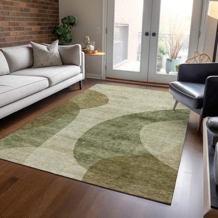 8' X 10' Beige And Chocolate Abstract Washable Indoor Outdoor Area Rug
