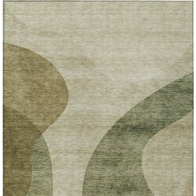 9' X 12' Beige And Chocolate Abstract Washable Indoor Outdoor Area Rug