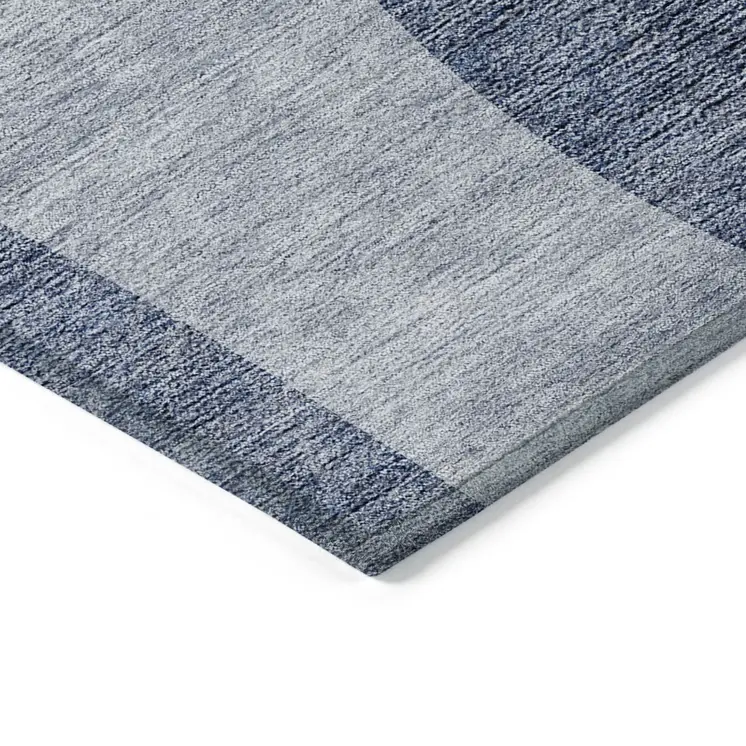 5' X 8' Denim Blue And Sky Blue Abstract Washable Indoor Outdoor Area Rug