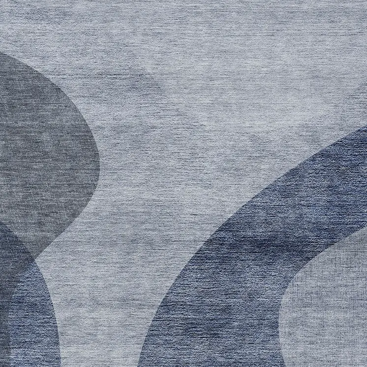 5' X 8' Denim Blue And Sky Blue Abstract Washable Indoor Outdoor Area Rug