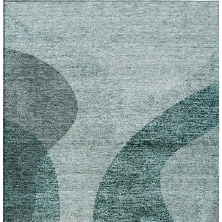 10' X 14' Green And Sage Abstract Washable Indoor Outdoor Area Rug