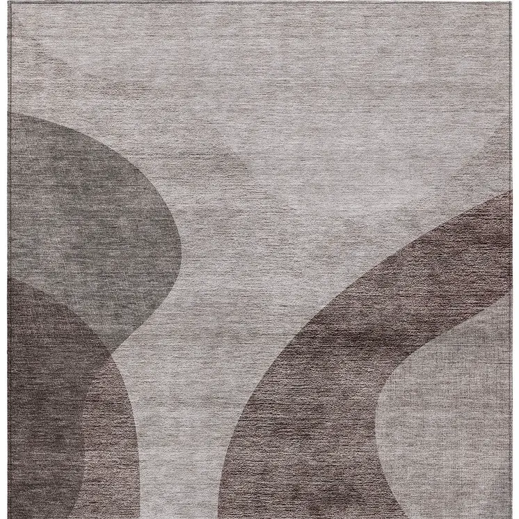 5' X 8' Brown Taupe And Beige Abstract Washable Indoor Outdoor Area Rug