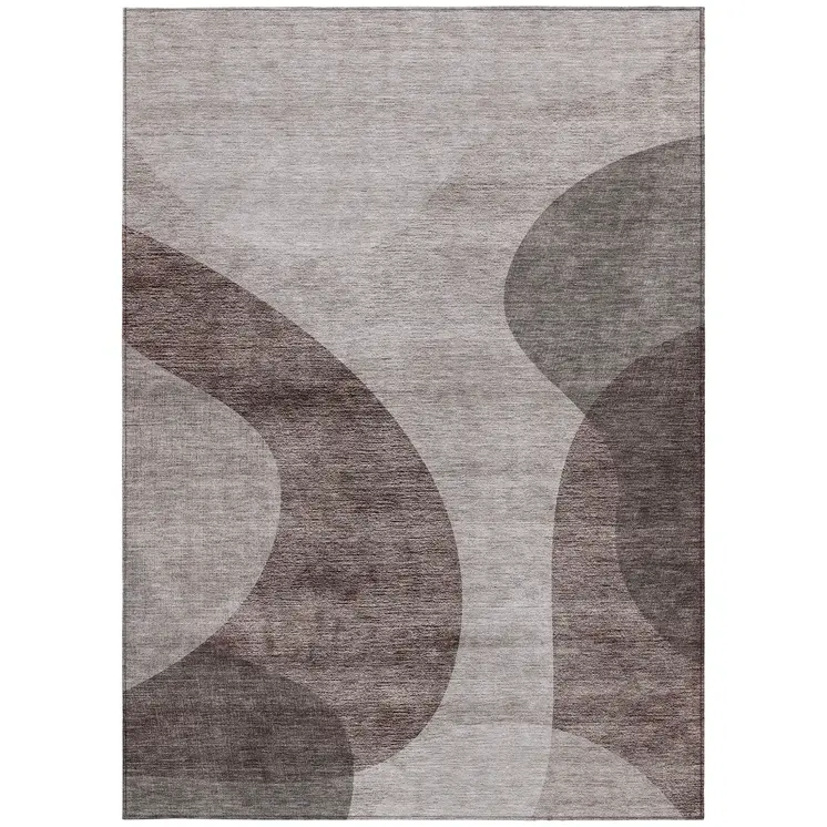 10' X 14' Brown Taupe And Beige Abstract Washable Indoor Outdoor Area Rug