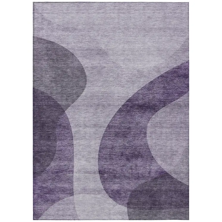 9' X 12' Purple Lavender And Eggplant Abstract Washable Indoor Outdoor Area Rug