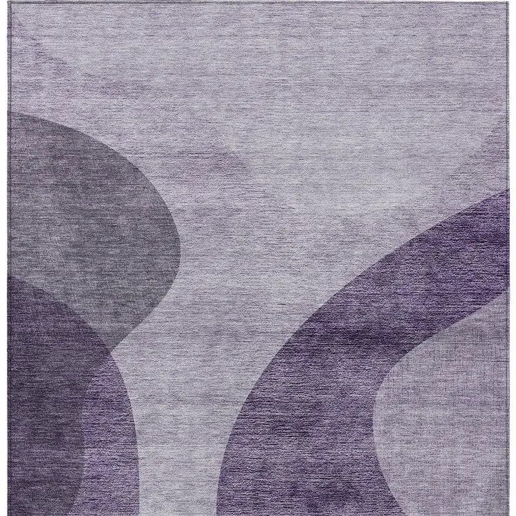9' X 12' Purple Lavender And Eggplant Abstract Washable Indoor Outdoor Area Rug