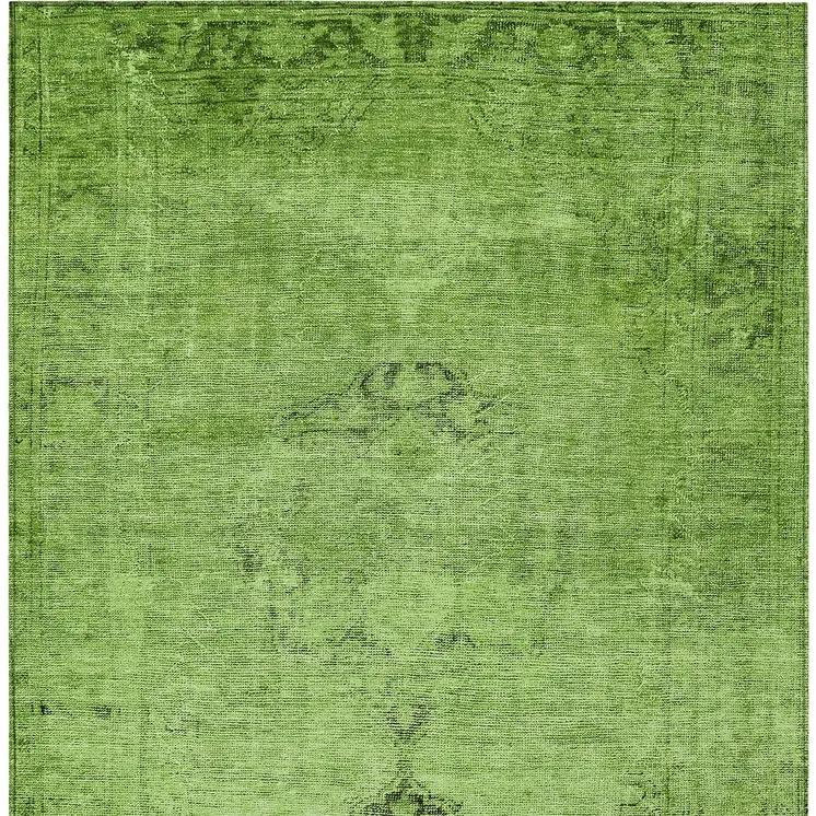 10' X 14' Green And Olive Green Oriental Washable Indoor Outdoor Area Rug