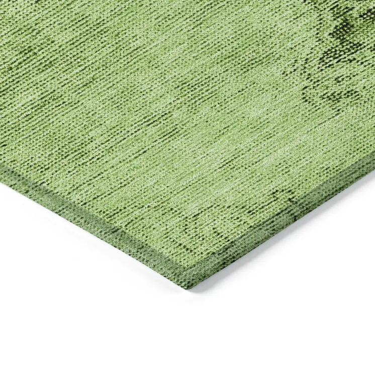 10' X 14' Green And Olive Green Oriental Washable Indoor Outdoor Area Rug