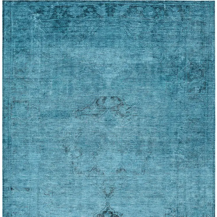 10' X 14' Denim Blue And Navy Blue Oriental Washable Indoor Outdoor Area Rug