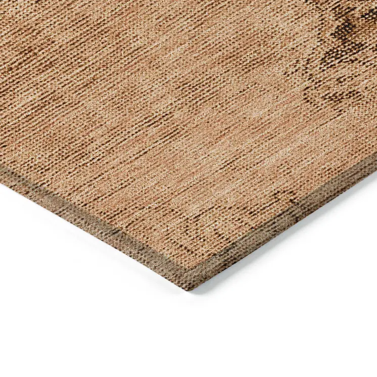 3' X 5' Copper Orange And Brown Oriental Washable Indoor Outdoor Area Rug
