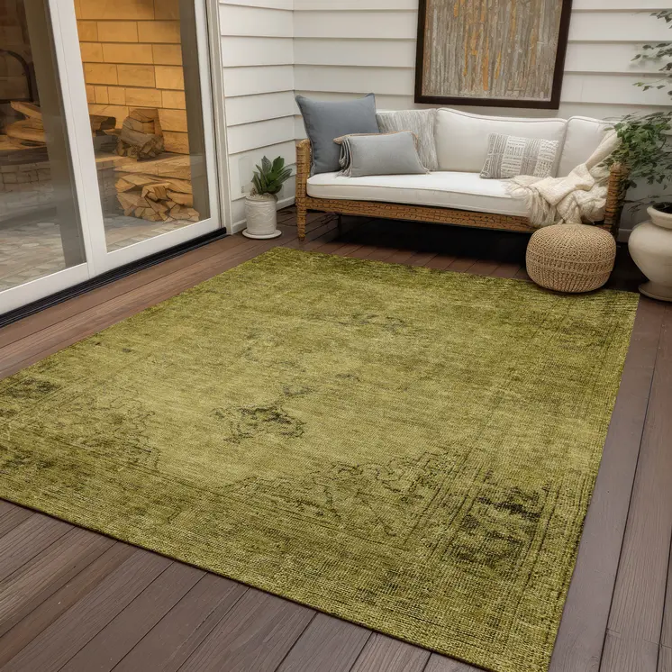 8' X 10' Gold Brown And Wheat Oriental Washable Indoor Outdoor Area Rug