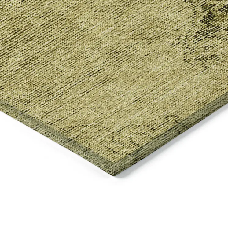 10' X 14' Gold Brown And Wheat Oriental Washable Indoor Outdoor Area Rug
