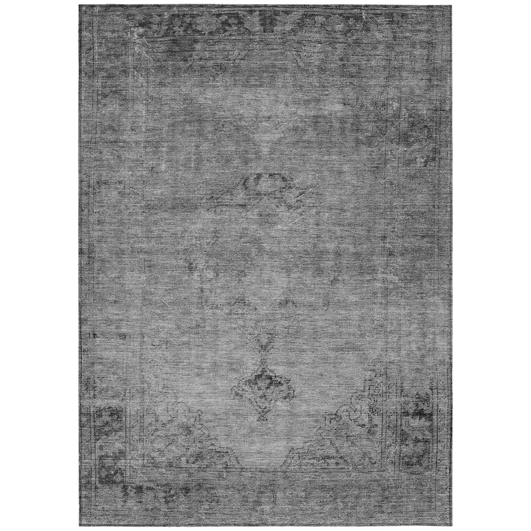 3' X 5' Gray Silver And Charcoal Oriental Washable Indoor Outdoor Area Rug