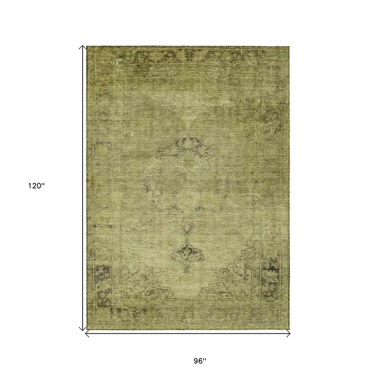 8' X 10' Khaki Brown And Taupe Oriental Washable Indoor Outdoor Area Rug