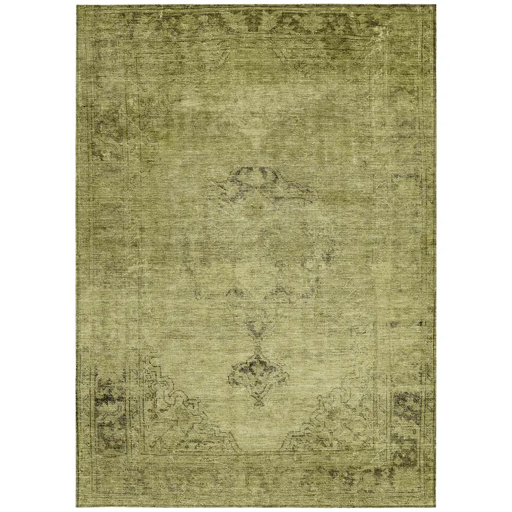 10' X 14' Khaki Brown And Taupe Oriental Washable Indoor Outdoor Area Rug
