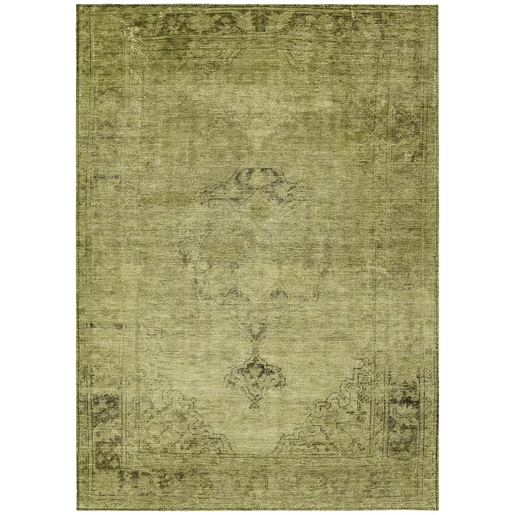 10' X 14' Khaki Brown And Taupe Oriental Washable Indoor Outdoor Area Rug