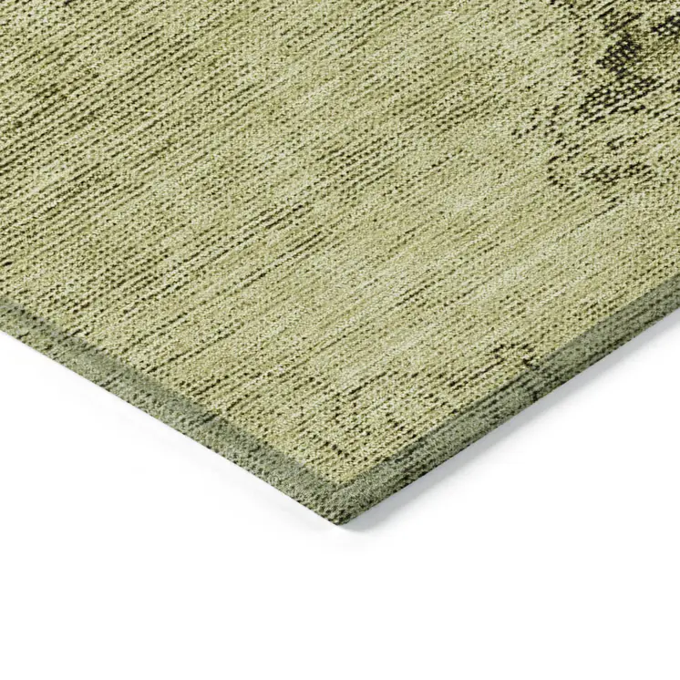 10' X 14' Khaki Brown And Taupe Oriental Washable Indoor Outdoor Area Rug