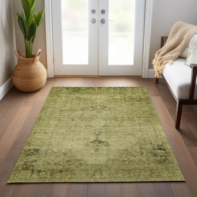 10' X 14' Khaki Brown And Taupe Oriental Washable Indoor Outdoor Area Rug