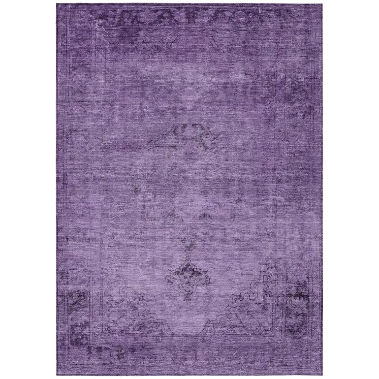 10' X 14' Purple Eggplant And Lavender Oriental Washable Indoor Outdoor Area Rug