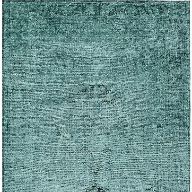 5' X 8' Teal Blue Turquoise And Charcoal Oriental Washable Indoor Outdoor Area Rug