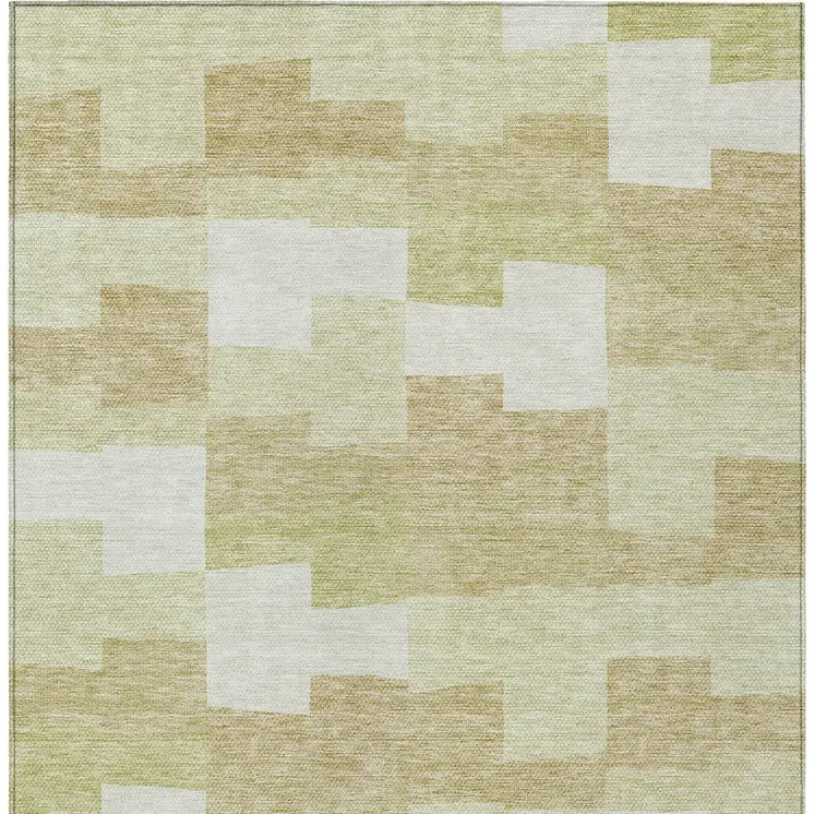 3' X 5' Beige Ivory And Brown Geometric Washable Indoor Outdoor Area Rug