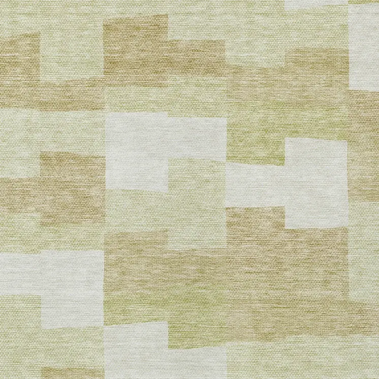 3' X 5' Beige Ivory And Brown Geometric Washable Indoor Outdoor Area Rug